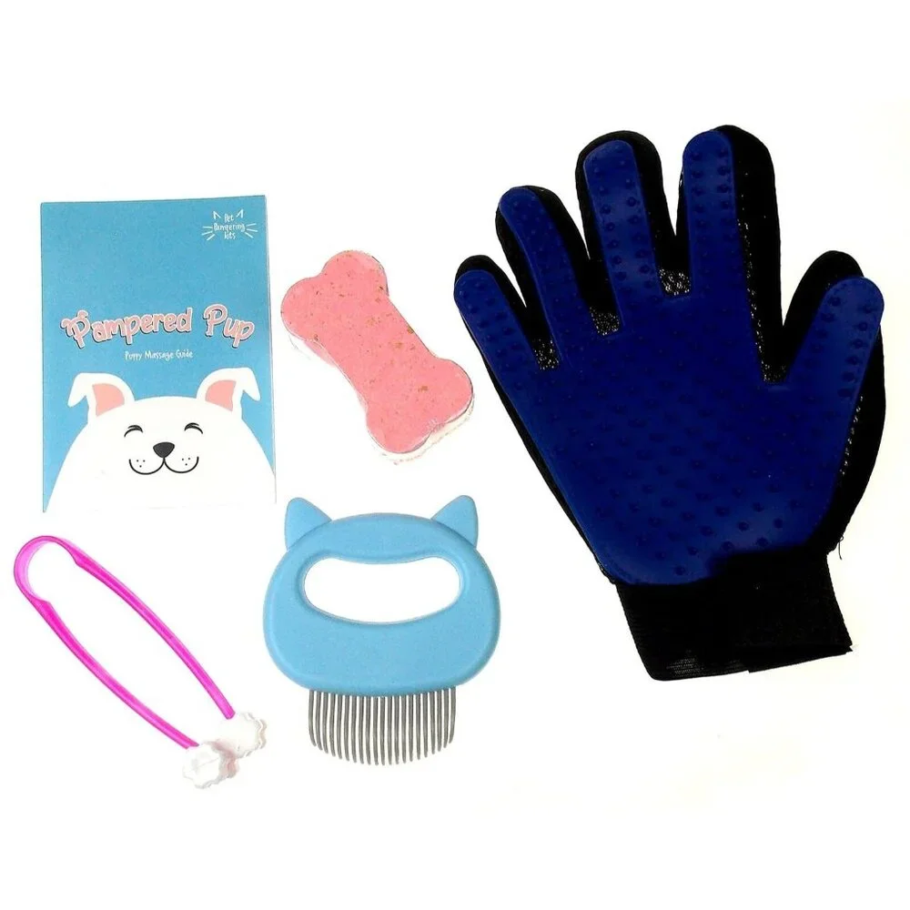 Pampered Pup Dog Massage Pick Doggy Memo Tabs Gift Puppy Mitten Comb Roller